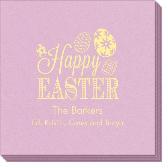 Happy Easter Eggs Linen Like Napkins